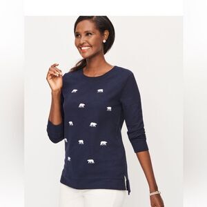 TALBOTS EMBROIDERED POLAR BEAR
SWEATSHIRT , Navy Blue, size Large Petite